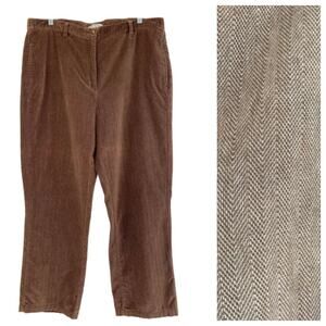 Orvis Herringbone Corduroy Women's Pants Trousers Size 16 Brown‎ Straight Leg
